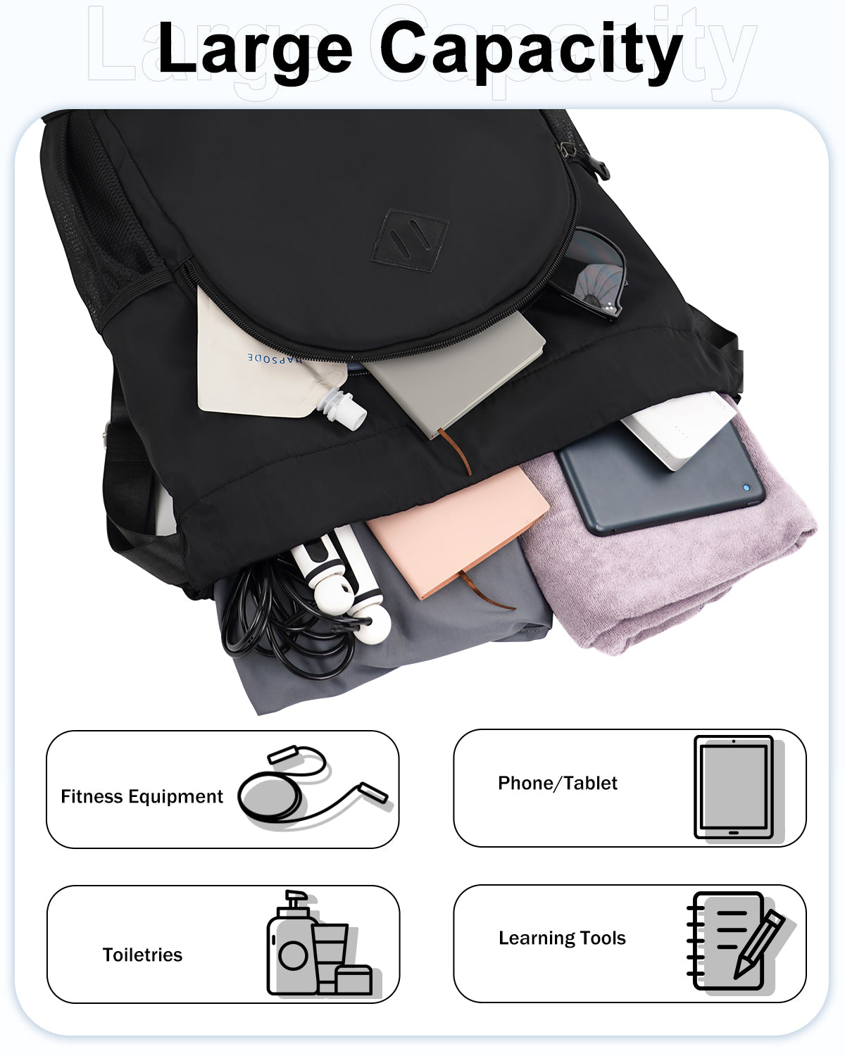 RHDZO Drawstring Backpack with Shoe Compartment for Men Women Medium Beige