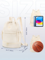 Drawstring Gym Backpack with Shoe Compartment and Wet Pocket, Black