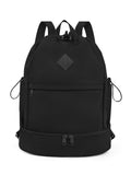 Drawstring Gym Backpack with Shoe Compartment and Wet Pocket, Black