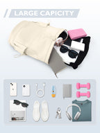 Drawstring Gym Backpack with Shoe Compartment and Wet Pocket, Black