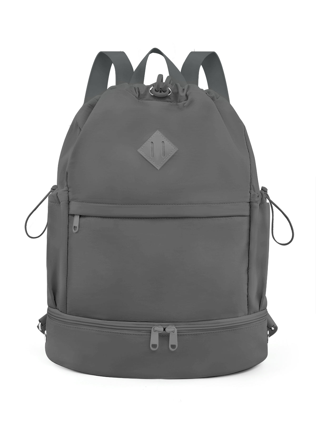 Drawstring Gym Backpack with Shoe Compartment and Wet Pocket, Black