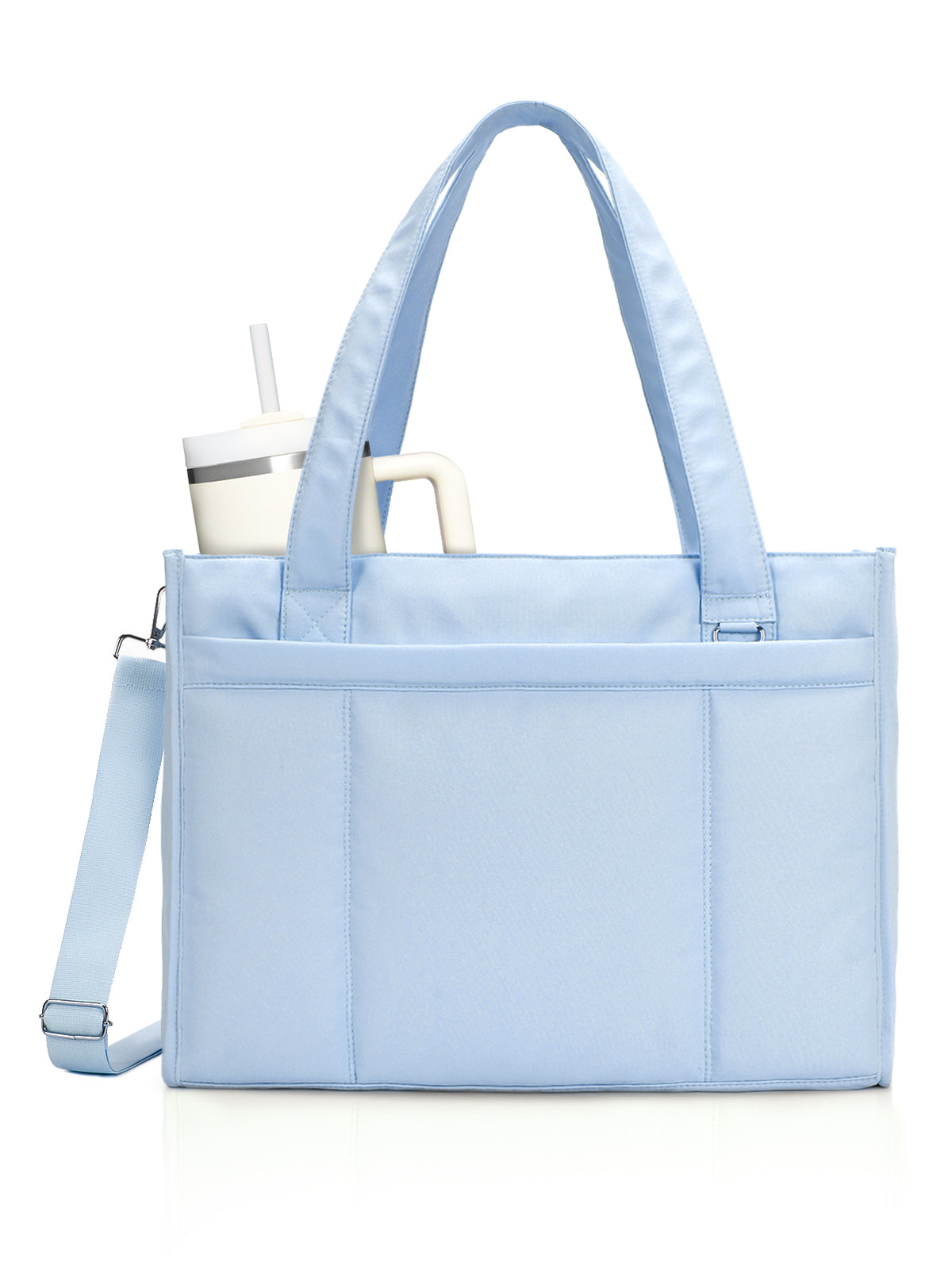 Tote Bag for Women with 15.6 Inch Laptop Compartment and Cup Holder | Puffer Boxy Tote for Work College Nurse, Detachable Shoulder Strap, Crossbody Shoulder Handbag with Zipper, Luggage Sleeve