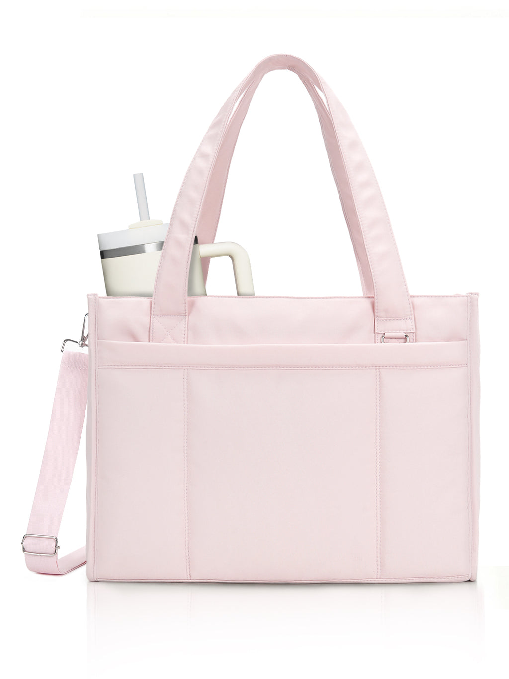 Tote Bag for Women with 15.6 Inch Laptop Compartment and Cup Holder | Puffer Boxy Tote for Work College Nurse, Detachable Shoulder Strap, Crossbody Shoulder Handbag with Zipper, Luggage Sleeve