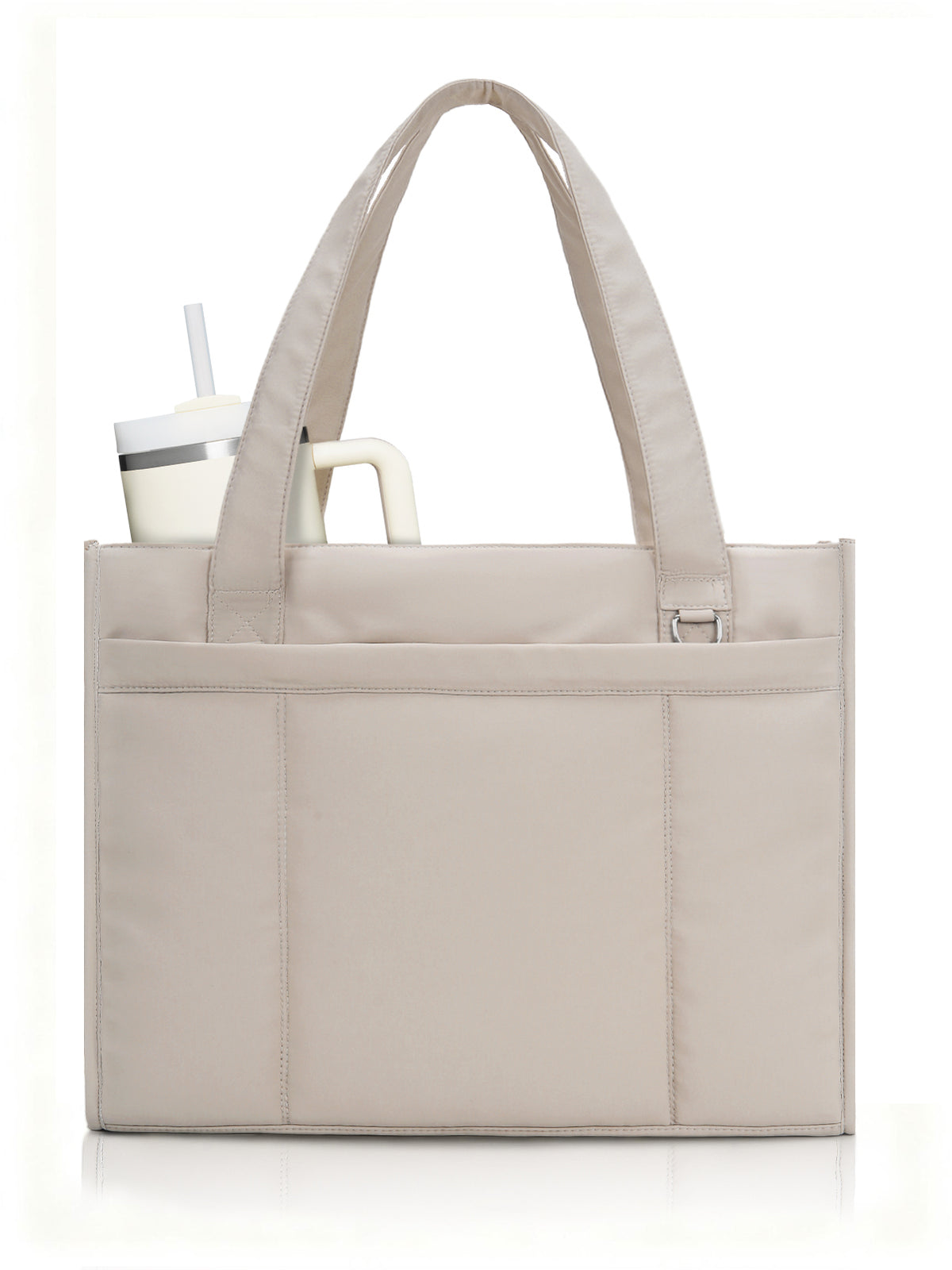 Tote Bag for Women with 15.6 Inch Laptop Compartment and Cup Holder | Puffer Boxy Tote for Work College Nurse, Detachable Shoulder Strap, Crossbody Shoulder Handbag with Zipper, Luggage Sleeve