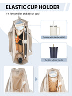 Tote Bag for Women with 15.6 Inch Laptop Compartment and Cup Holder | Puffer Boxy Tote for Work College Nurse, Detachable Shoulder Strap, Crossbody Shoulder Handbag with Zipper, Luggage Sleeve