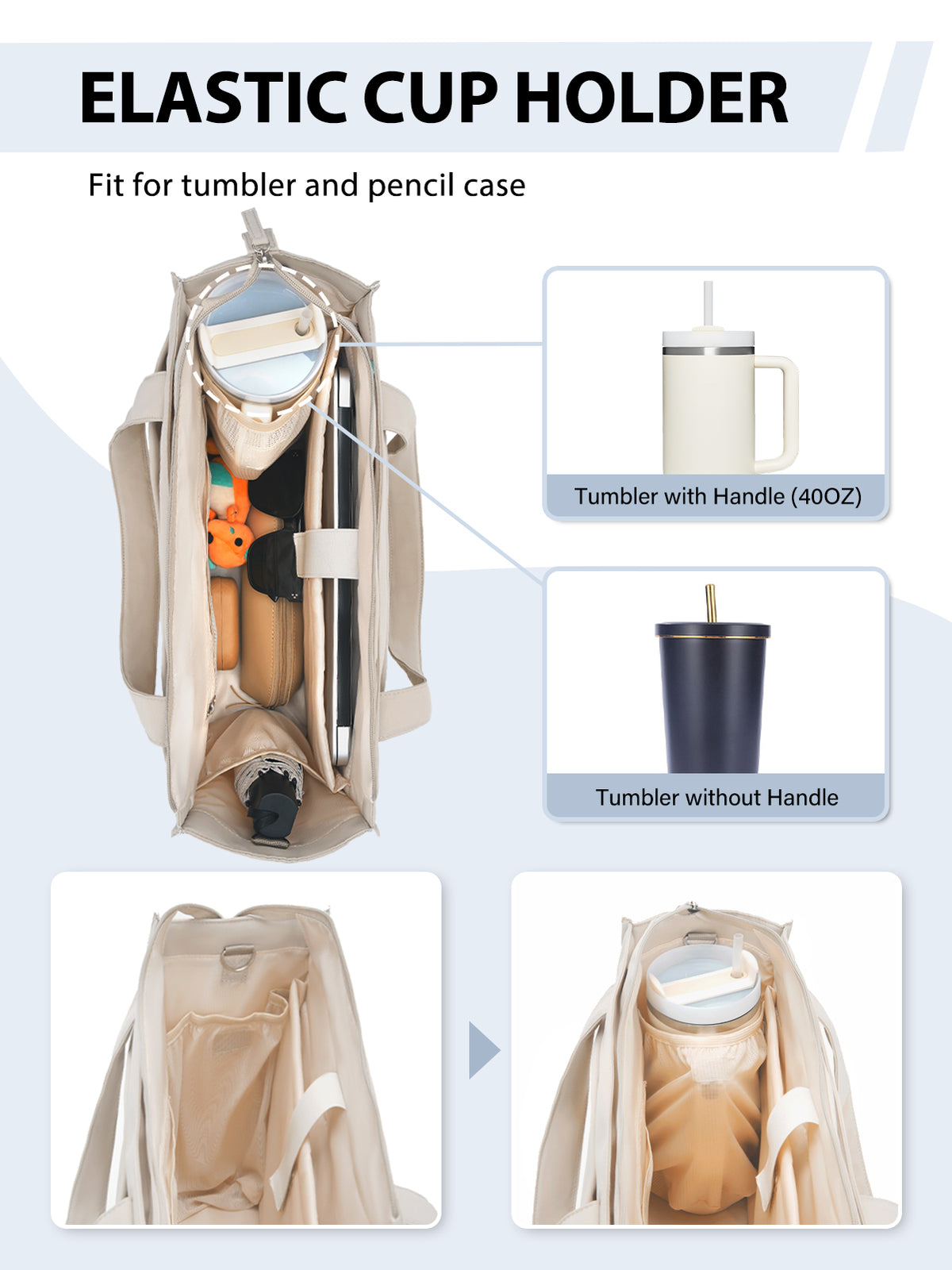 Tote Bag for Women with 15.6 Inch Laptop Compartment and Cup Holder | Puffer Boxy Tote for Work College Nurse, Detachable Shoulder Strap, Crossbody Shoulder Handbag with Zipper, Luggage Sleeve