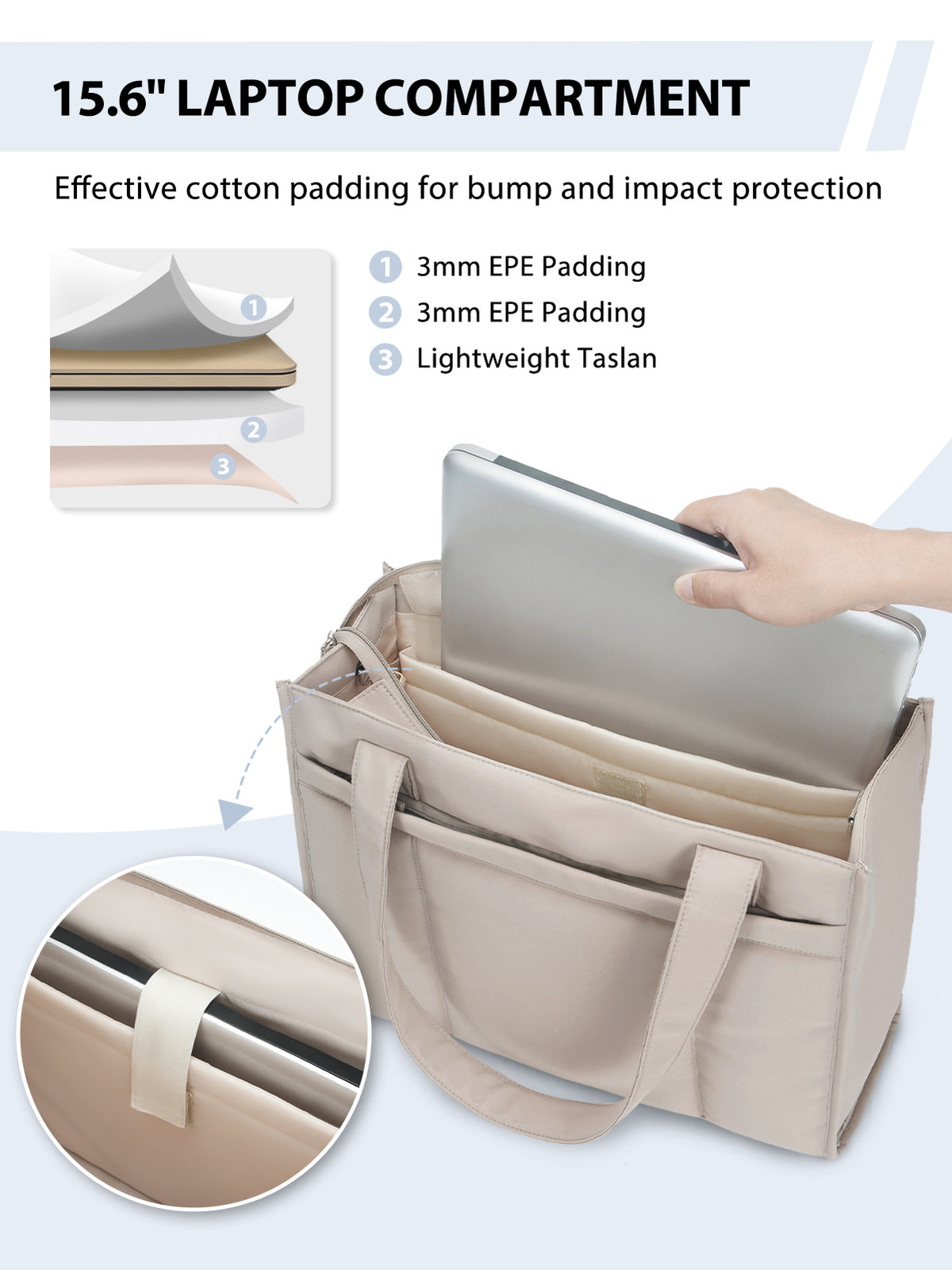 Tote Bag for Women with 15.6 Inch Laptop Compartment and Cup Holder | Puffer Boxy Tote for Work College Nurse, Detachable Shoulder Strap, Crossbody Shoulder Handbag with Zipper, Luggage Sleeve