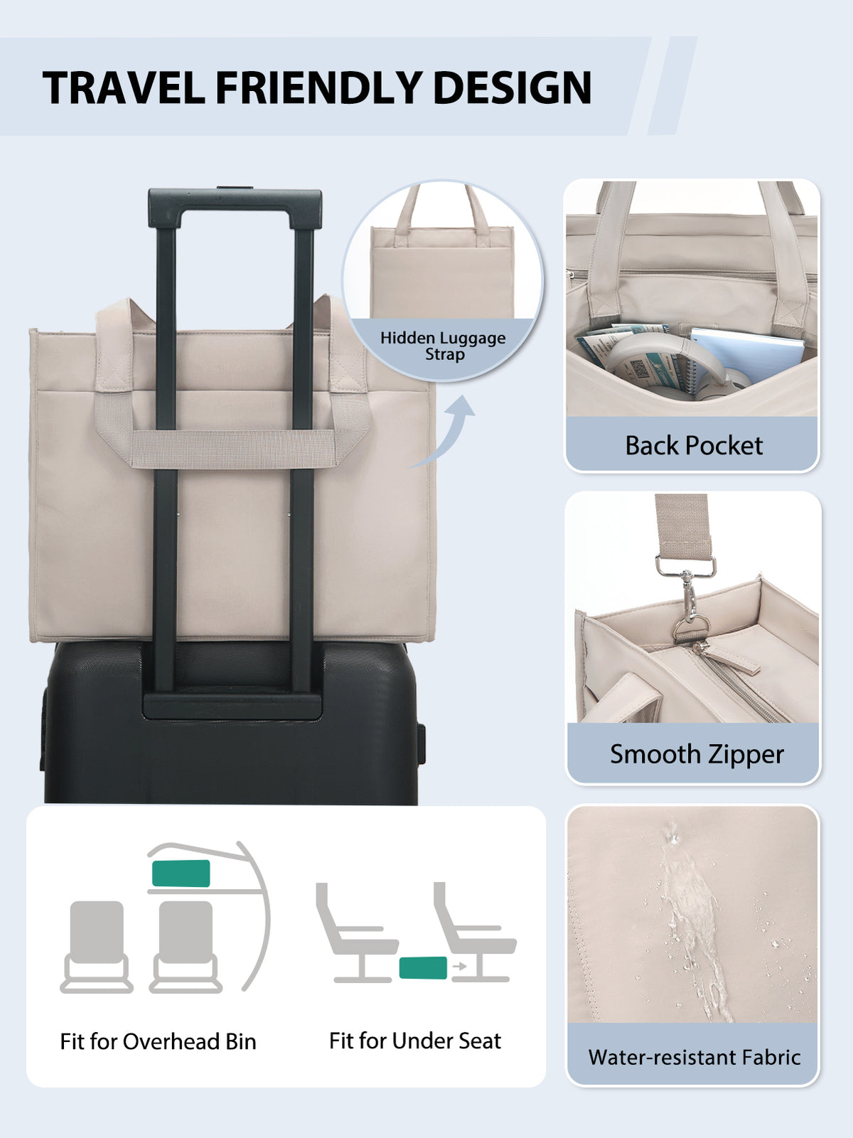 Tote Bag for Women with 15.6 Inch Laptop Compartment and Cup Holder | Puffer Boxy Tote for Work College Nurse, Detachable Shoulder Strap, Crossbody Shoulder Handbag with Zipper, Luggage Sleeve