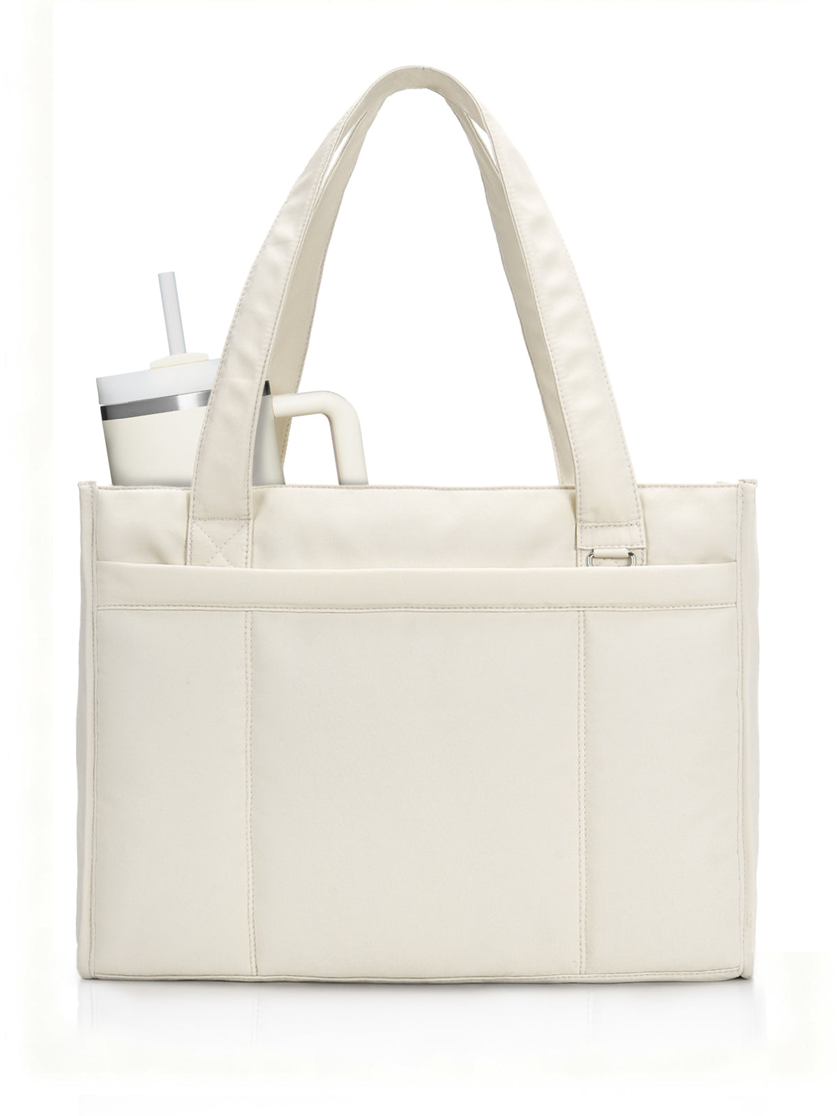 Tote Bag for Women with 15.6 Inch Laptop Compartment and Cup Holder | Puffer Boxy Tote for Work College Nurse, Detachable Shoulder Strap, Crossbody Shoulder Handbag with Zipper, Luggage Sleeve