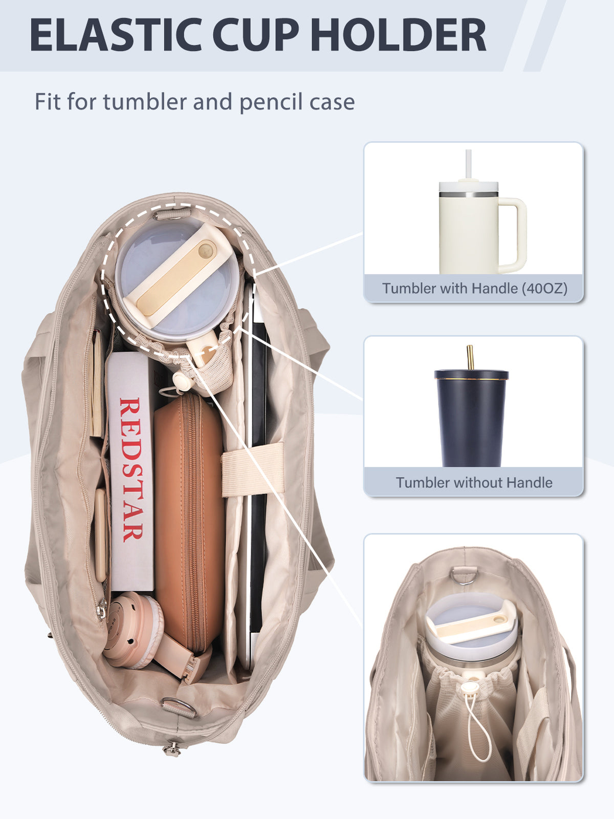 Tote Bag for Women with 15.6″ Laptop Compartment & Cup Holder