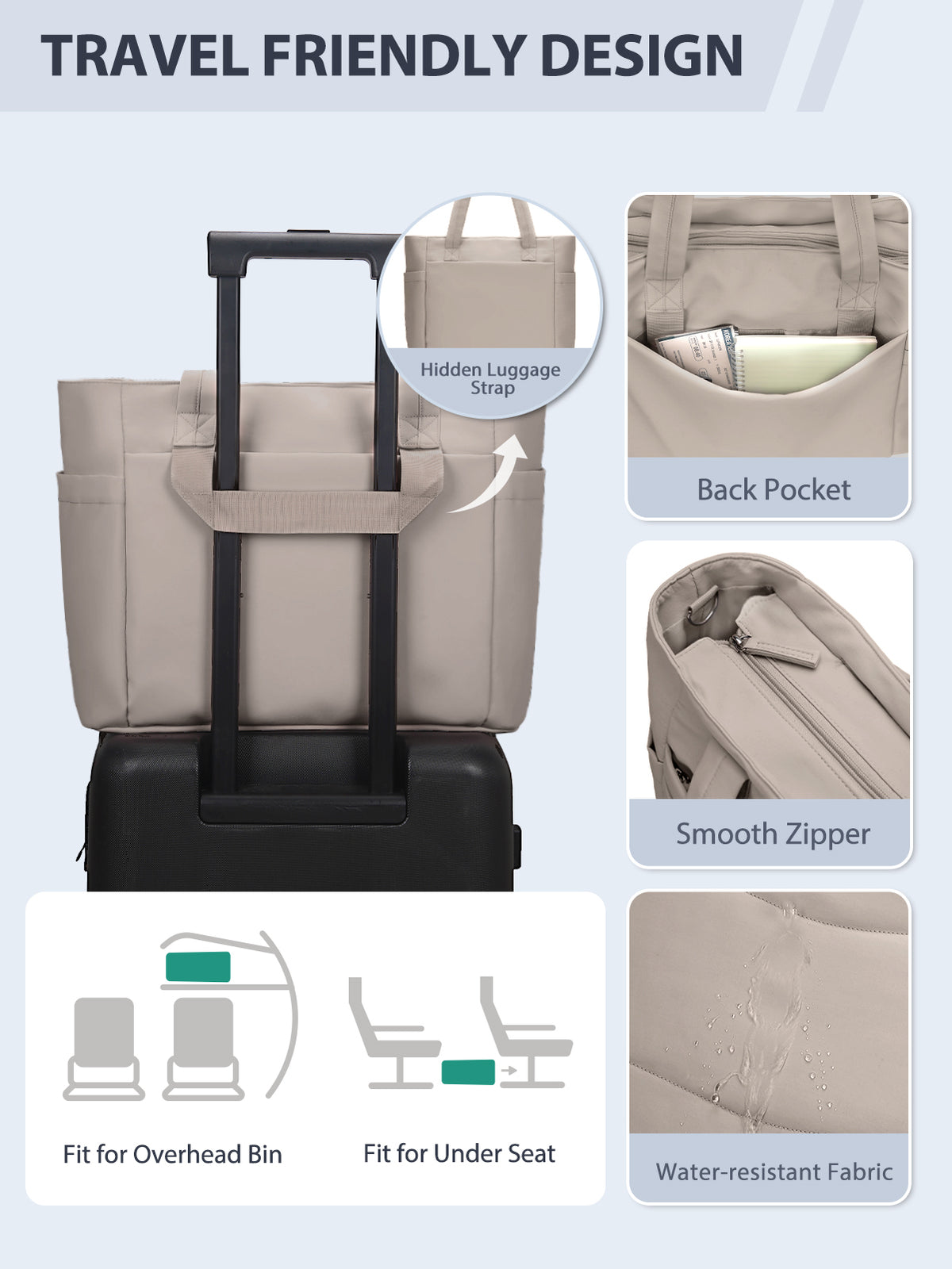 Tote Bag for Women with 15.6″ Laptop Compartment & Cup Holder