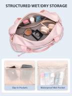 Small Gym Bag for Women with Yoga Mat Holder and Wet Pocket