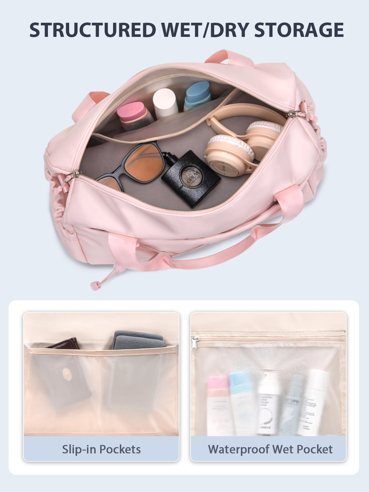 Small Gym Bag for Women with Yoga Mat Holder and Wet Pocket