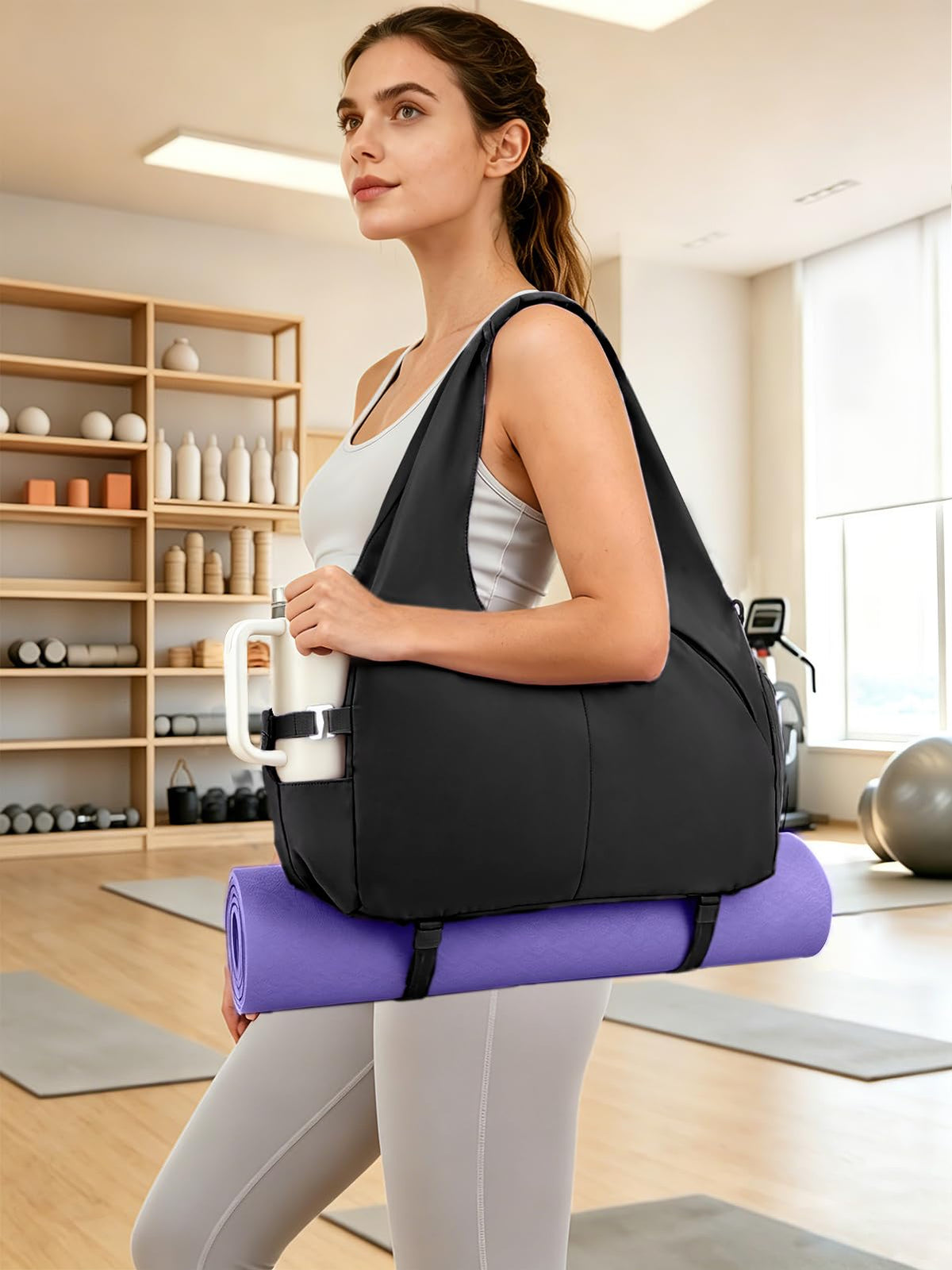 RHDZO Gym Bag for Women with Shoe and Wet Compartments, Yoga Mat Holder