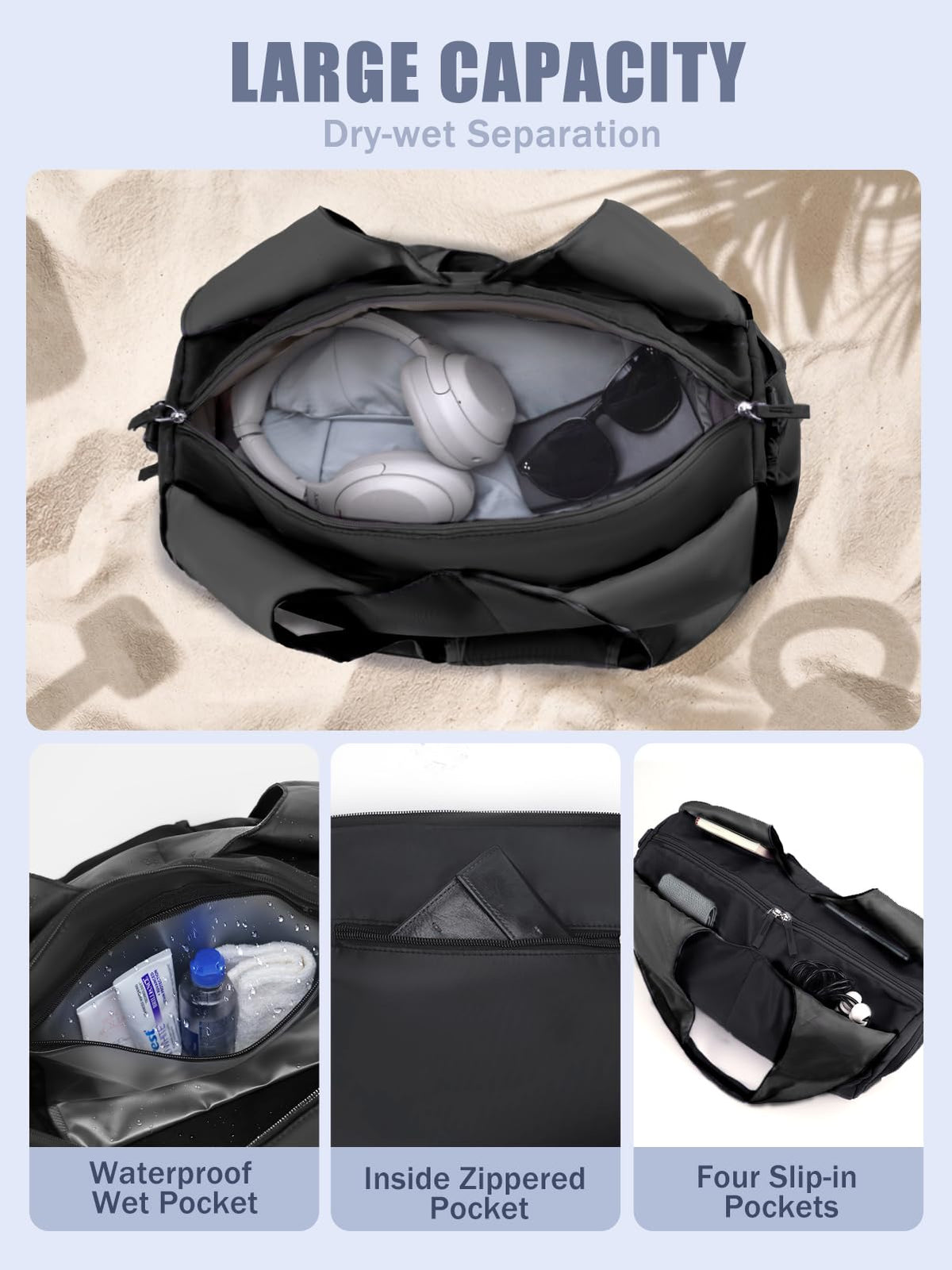 RHDZO Gym Bag for Women with Shoe and Wet Compartments, Yoga Mat Holder