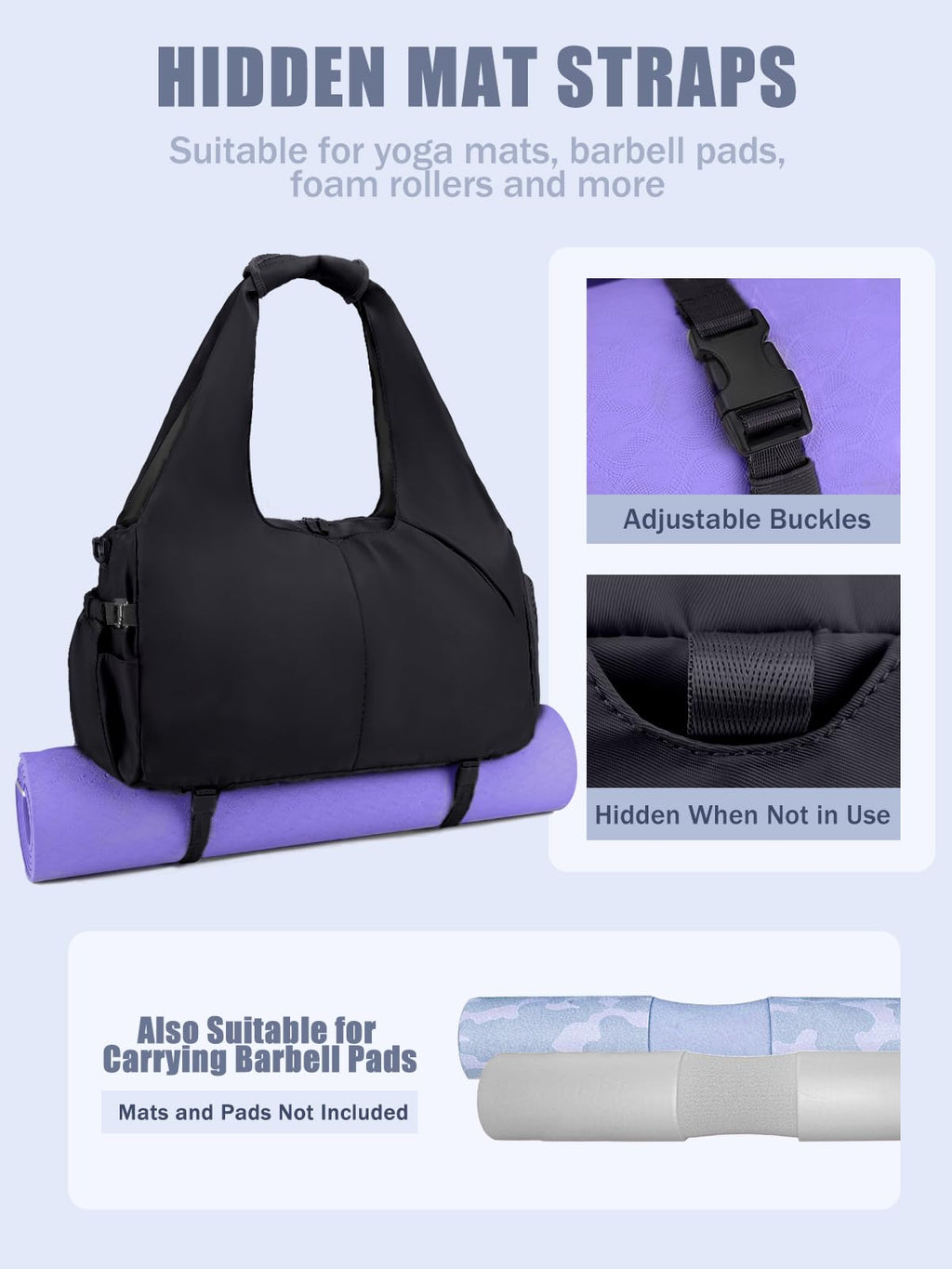 RHDZO Gym Bag for Women with Shoe and Wet Compartments, Yoga Mat Holder